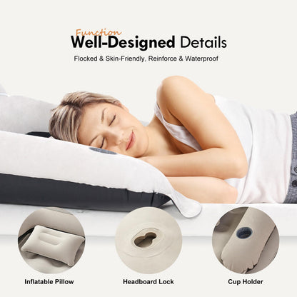 DIMAR GARDEN King Size Air Mattress with Headboard and Pillows, Inflatable Bed Blow Up Bed