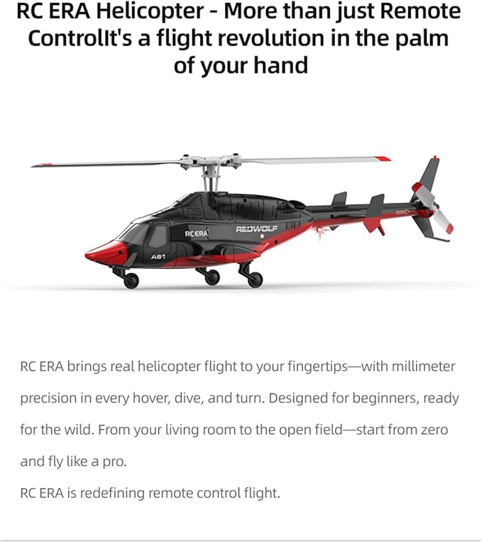 A61 Airwolf Remote Controlled Helicopter Aircraft Plane 4CH RC Heli Aileronless 1/42 Scale 6-Axis Gyroscope Altitude Hovering Optical Flow Position 2Batteries for Adults Beginners/Black White