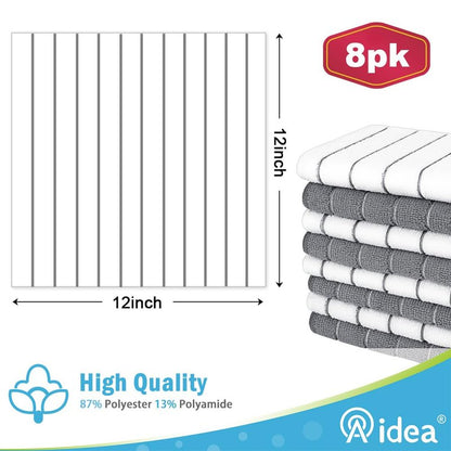 AIDEA Kitchen Towels, Absorbent Dish Cloth for Kitchen, Soft Dish Towels for Home, Multi-Purpose Cloths for Household Cleaning and Drying-8PK, 12”x12”