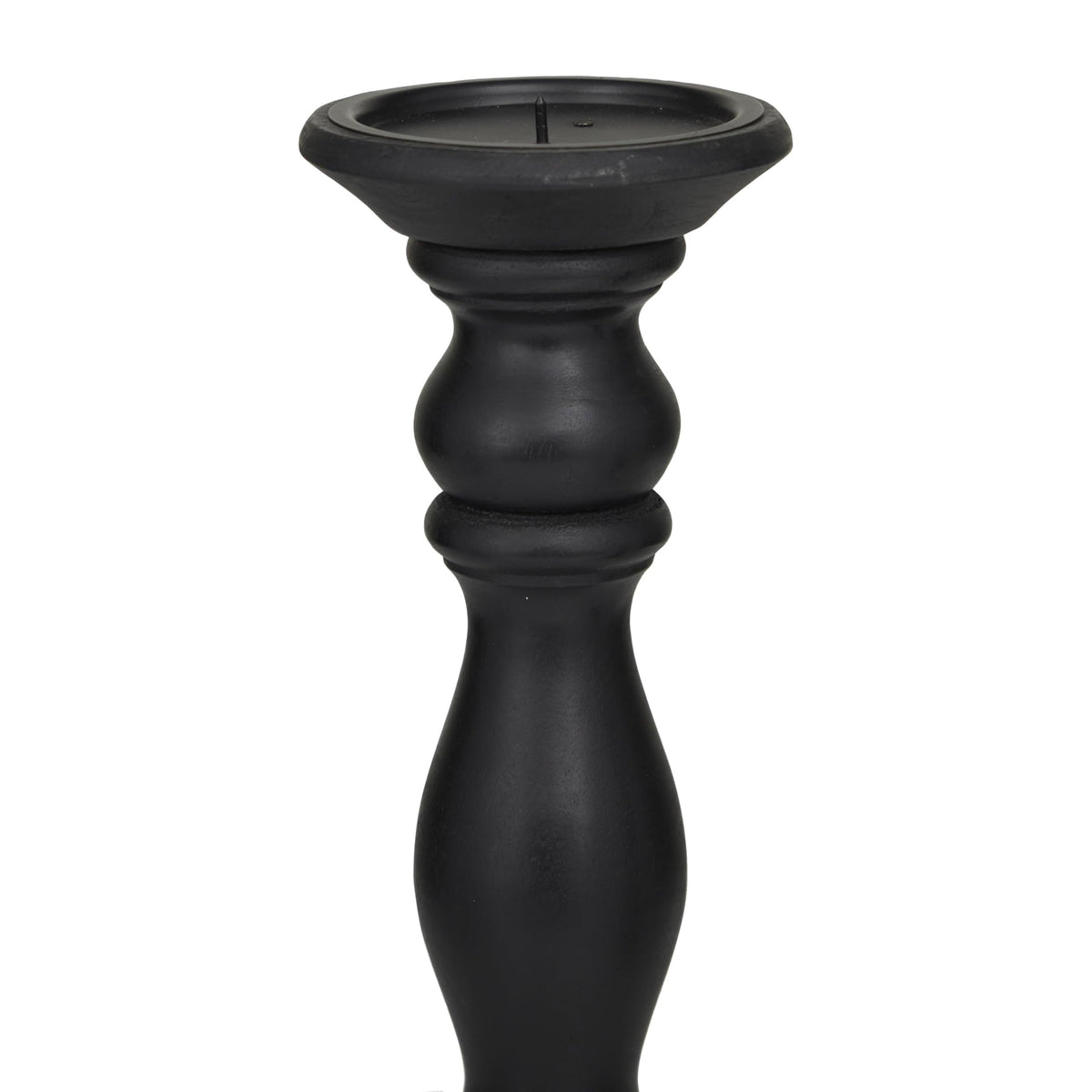 Deco 79 Wood Decorative Candle Holder Turned Style Pillar Candle Stand, Set of 3 Candlestick Holder 18, 15, 12'H, Black