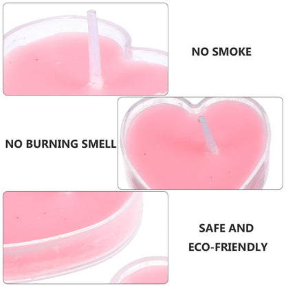Baluue 9Pcs Heart Shaped Scented Tealight Candles Pink Rose Paraffin Wax Romantic Home Wedding Decoration with Glitter Long Burning for Indoor Outdoor Use