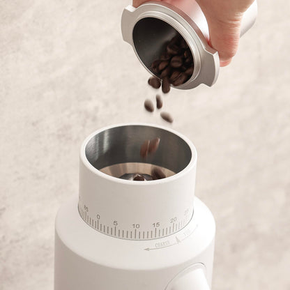beanglass T64 Single Dose Coffee Grinder, 64mm Flat Burrs Electric Espresso Grinder (White)