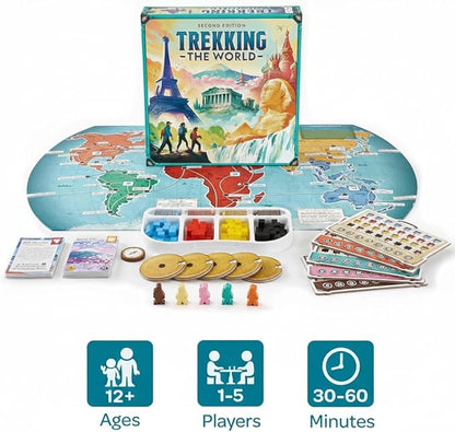 Underdog Games Trekking the World 2nd Edition - Award-Winning Board Games for Kids &amp Adults Ages 12+ - Easy-to-Learn Strategy Journey for Globetrotters Perfect for Family Game Night &amp Educati