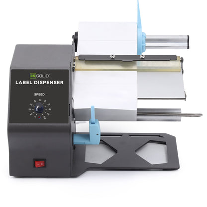 U.S. Solid Automatic Label Dispenser for Rolls and Fanfold Labels - Translucent and Opaque - Adjustable Speed - Core Sizes 1", 1.5", 3" - Width 0.2-7 in - Length 0.2 in-∞