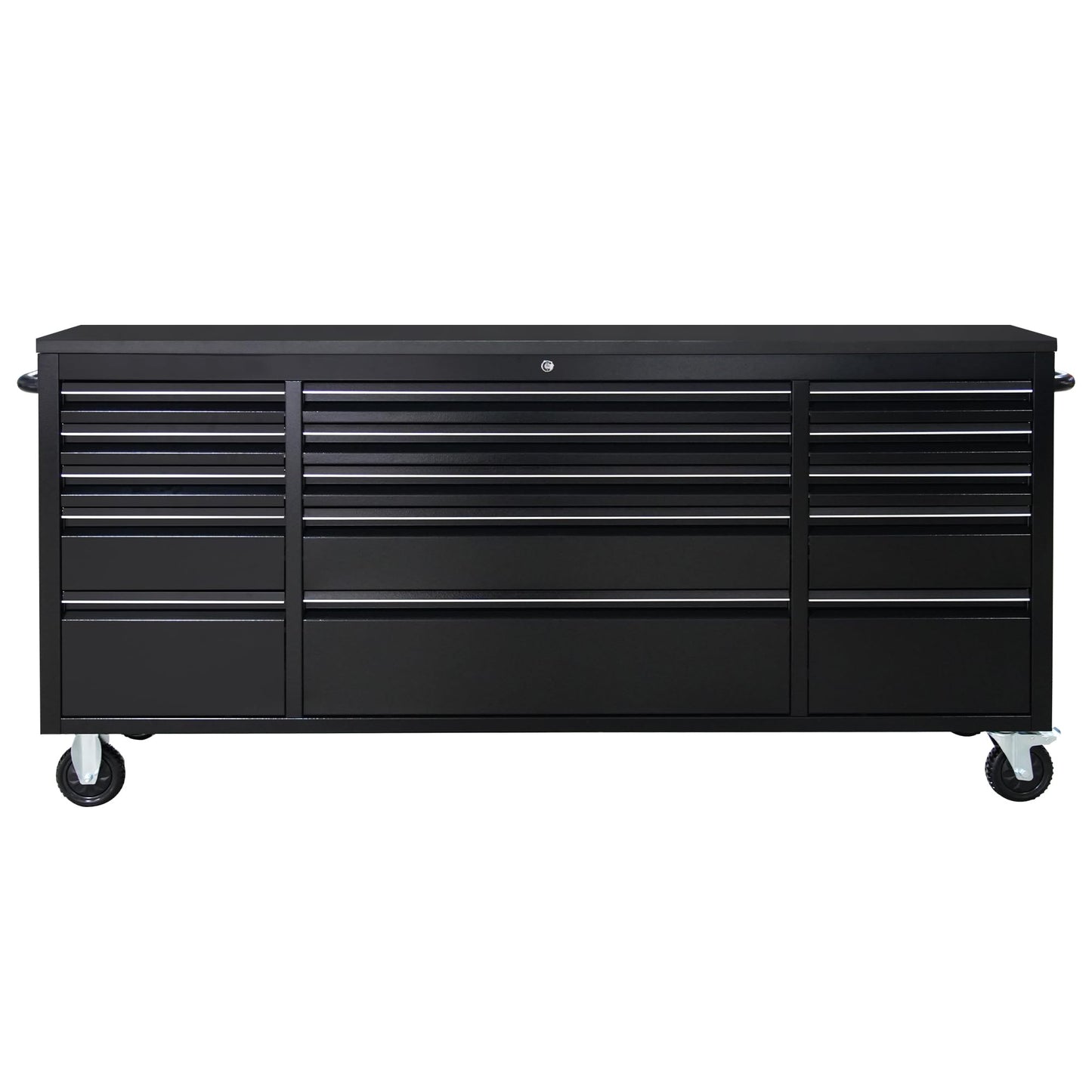 CT Copper Tailor 72-inch Rolling Tool Chest with 15 Drawers and Wheels, Mobile Garage Workbench, Large Tool Box Storage Tool Cabinet with Wood Top for Workshop, Matte Black