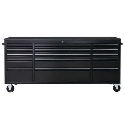 CT Copper Tailor 72-inch Rolling Tool Chest with 15 Drawers and Wheels, Mobile Garage Workbench, Large Tool Box Storage Tool Cabinet with Wood Top for Workshop, Matte Black