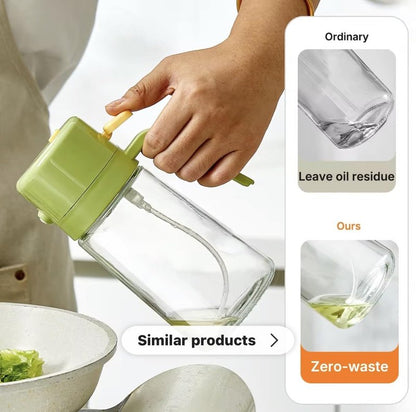 BEAUTIVANA 16oz/470ml Glass Olive Oil Sprayer for Cooking with Stickers, 2 in 1 Oil Dispenser for Kitchen Gadgets, Food Grade Premium Spray Bottle with Portion Control for Salad, Frying, BBQ (Green)