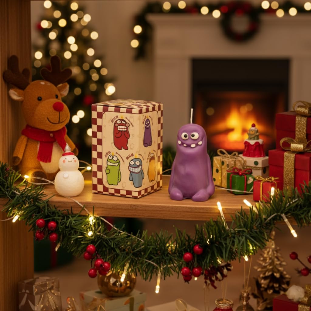 Cute Funny Clay Creature Candles with Natural Scents (Lavender), Novelty Home Decor Gifts for Holidays, Birthdays, Party Favors, Natural Soy Wax, Relaxation and Mood Enhancement