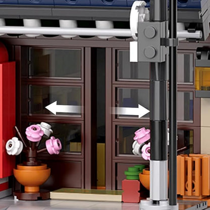 Japanese Tea House Mini Building Set with LED - Japanese Street View Simulation Architecture Construction ToyMini Brick 1219pcs