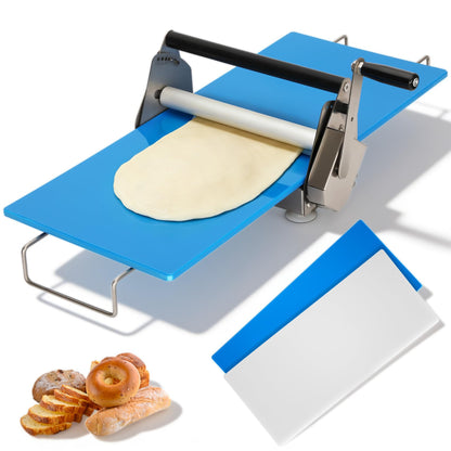 12" Folding Manual Dough Sheeter with 2 Rolling Boards, Adjustable Thickness Dough Rolling Machine, Compact Stainless Steel Dough Sheeter for Pizza, Pastry, Pasta, Fondant, Cookie Dough & Home Baking