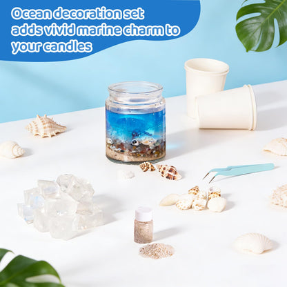 DIY Jelly Wax Candle Making Kit with Jars - Complete Transparent Gel Candle Maker Kit, Ocean Theme Gel Kit & Floral Jelly Wax Set, Includes Dried Flowers, Shells & Essential Oils