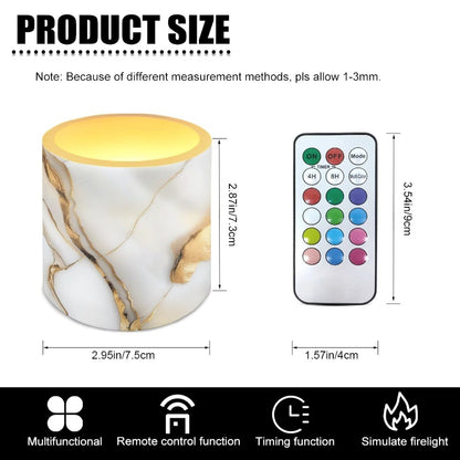 Cozeyat Gold Marble Flameless Candles 4 Pack Waterproof Battery Operated LED with Remote Control Timer Dancing Flame for Indoor Outdoor Home Decor