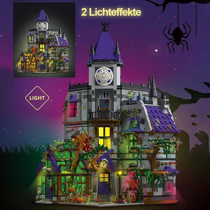Medieval Castle Haunted House Building Set for Adults Halloween Decor Indoor Modular Architecture with LED Lights Haunted Mansion Model Kits for Halloween Fans Gift for Men Women 4192pcs
