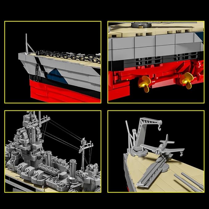 Colorado Battleship (BB-45) Building Block Set World War II U.S. Navy Pacific Fleet MOC Model Gift Toy Ship for Adult and Military Enthusiast Collection and Display