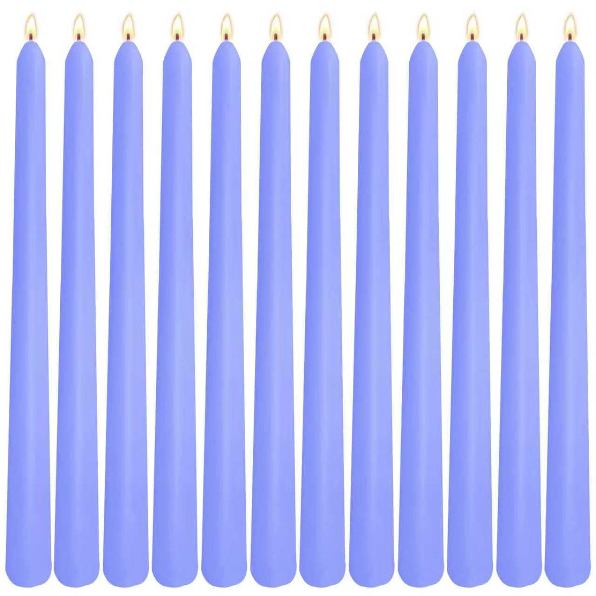 12-Pack Soft Lavender Purple Taper Candles, 10 Inch Unscented Dripless Candlesticks, Long-Lasting Burn Time of 6-7 Hours, Perfect for Home Decor, Weddings, and Events
