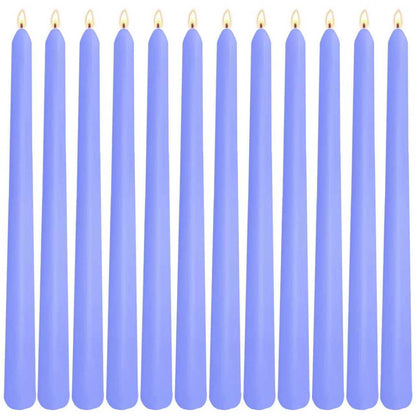 12-Pack Soft Lavender Purple Taper Candles, 10 Inch Unscented Dripless Candlesticks, Long-Lasting Burn Time of 6-7 Hours, Perfect for Home Decor, Weddings, and Events