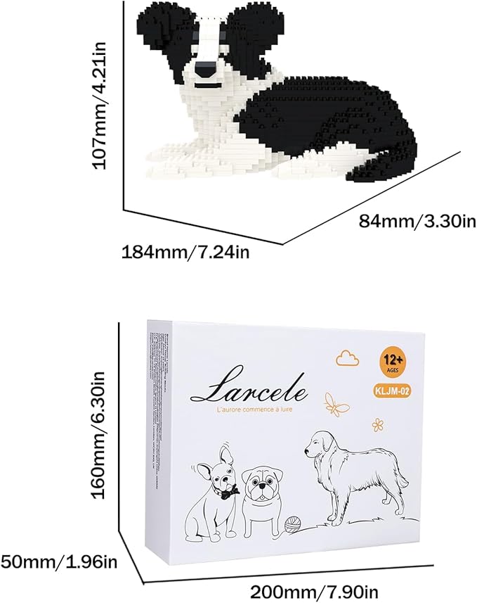 Larcele Micro Building Blocks Set DIY Mini Building Toy Bricks for Age Over 12 Years 918 Pieces KLJM-02 (Border Collie 2)