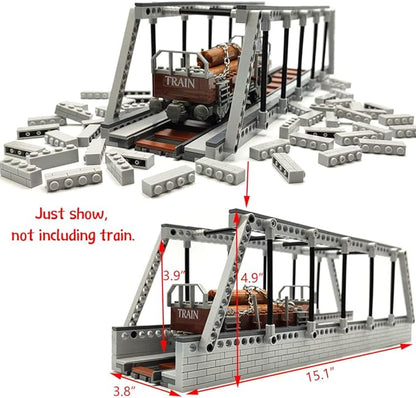 Classic Train Building Bridge City Passenger Express Train Tracks Toys Accessories Railroad Construction Building Block Compatible with Major Brand (Train Bridge)