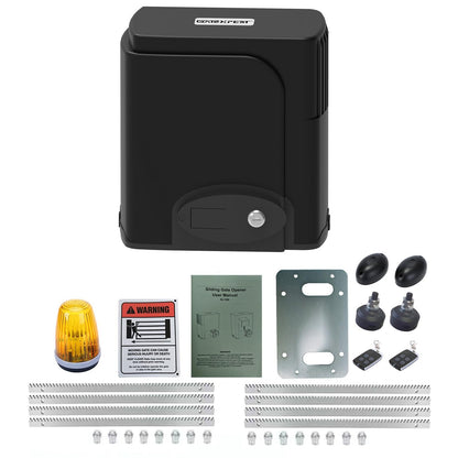 GATEXPERT Automatic Rack Sliding Gate Opener Kit- Gear Track Driveway Security Door Operator Hardware with Remotes and Sensor for Slide Gate up to 1300lbs and 40ft (SL1300)
