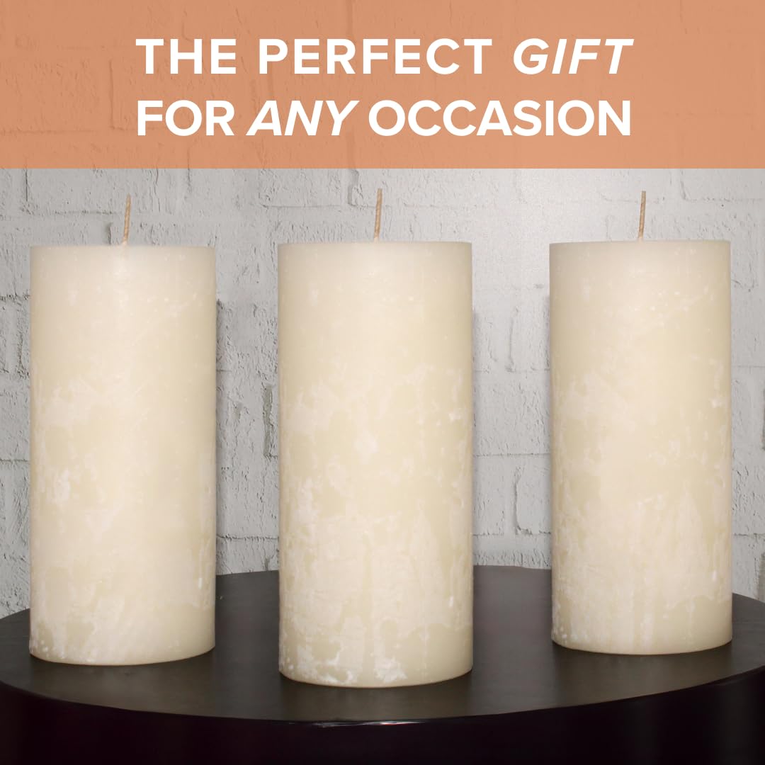 Simply Soson Cinnamon Vanilla Sugar Scented Candle Set - 3x6 Ivory Pillar Candles for Home, Aromatherapy, Women, Fall