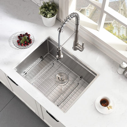 24 Inch Undermount Kitchen Sink, BoomHoze 24 x 19 Inch Sink Kitchen 16 Gauge Stainless Steel Workstation Undermount Single Bowl Outdoor