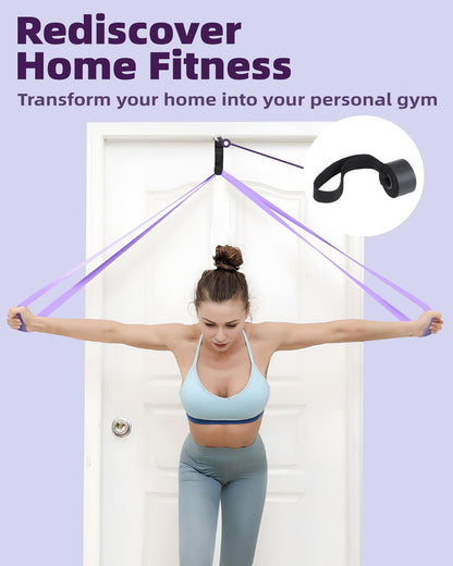 Pull Up Bands, Fitense 5-80lbs Resistance Bands Set with Door Anchor, Stretching Assist Band, Portable Exercise, Muscle Training, Physical Therapy, Exercise Workout Bands for Working Out for Women