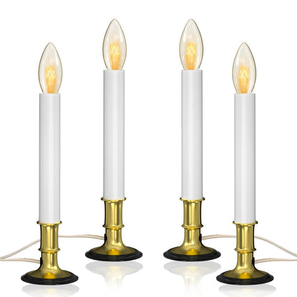 Txcigech Electric Christmas Window Candle Lights - 4-Pack with Dusk-to-Dawn Auto Sensor, Plug-in Corded Window Candle Lamps with C26 Incandescent Bulbs for Holiday Home Decor