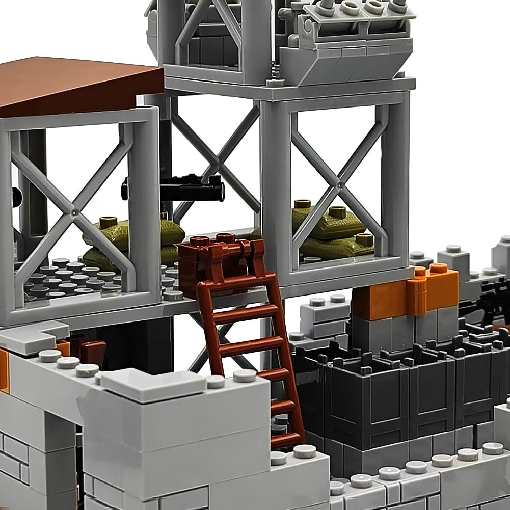 ZHX Military Base Building Brick Set for Army Minifigure War Accessories, Defence Base Guard Tower Guns Weapons Building Block Toy for Kids 8 10 12 14 Years