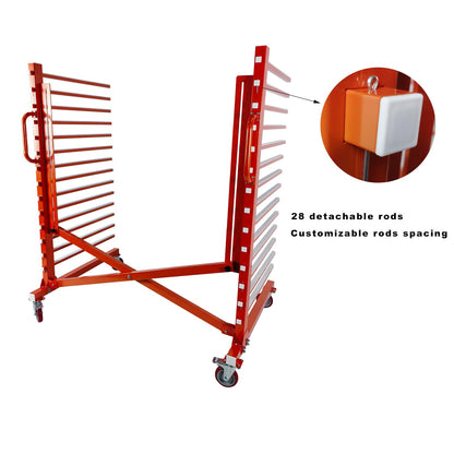 Heicofer 15-Tier Heavy Duty Paint Drying Rack with Locking Wheels, Adjustable Width 12"-58", 110 lbs Per Shelf, Metal Cabinet Door Drying Rack for Spray Booth, Workshop, Factory