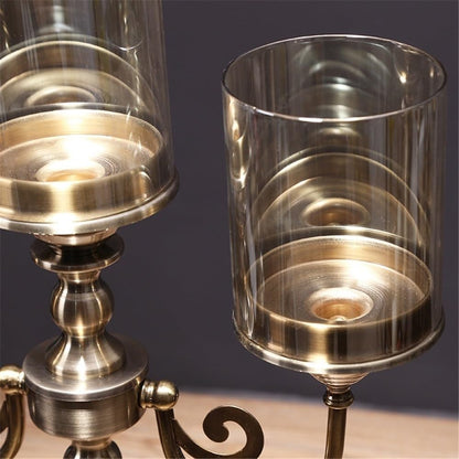 YUHUAWF Candle Holderss Retro Metal Glass Three-Head Candlestick Light Luxury Home Decoration Ornaments Candle Holder Decorative Candlestick(Small)