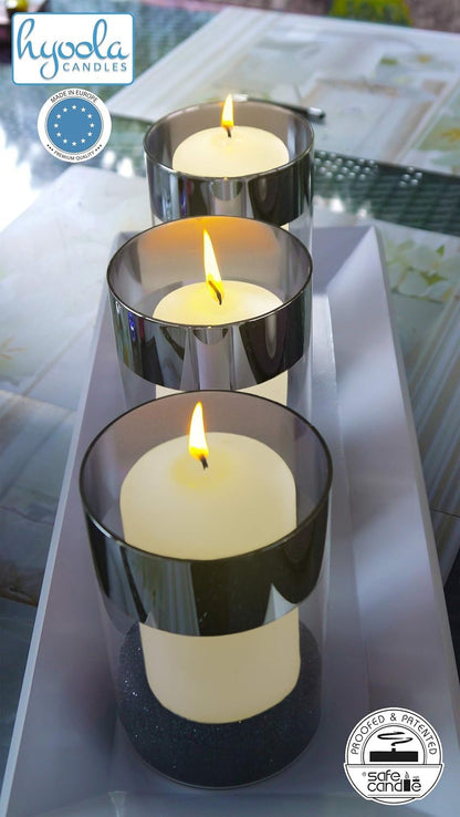 HYOOLA Ivory Pillar Candles 2x3 Inch - 12 Pack Unscented Bulk Pillar Candles - European Made
