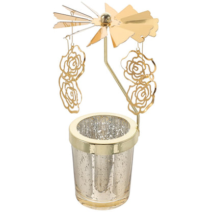 HOMSFOU Rotating Metal Candle Holder for Parties Creative Design Scented Candle Stand for Weddings and Festivals Decor Lively Atmosphere