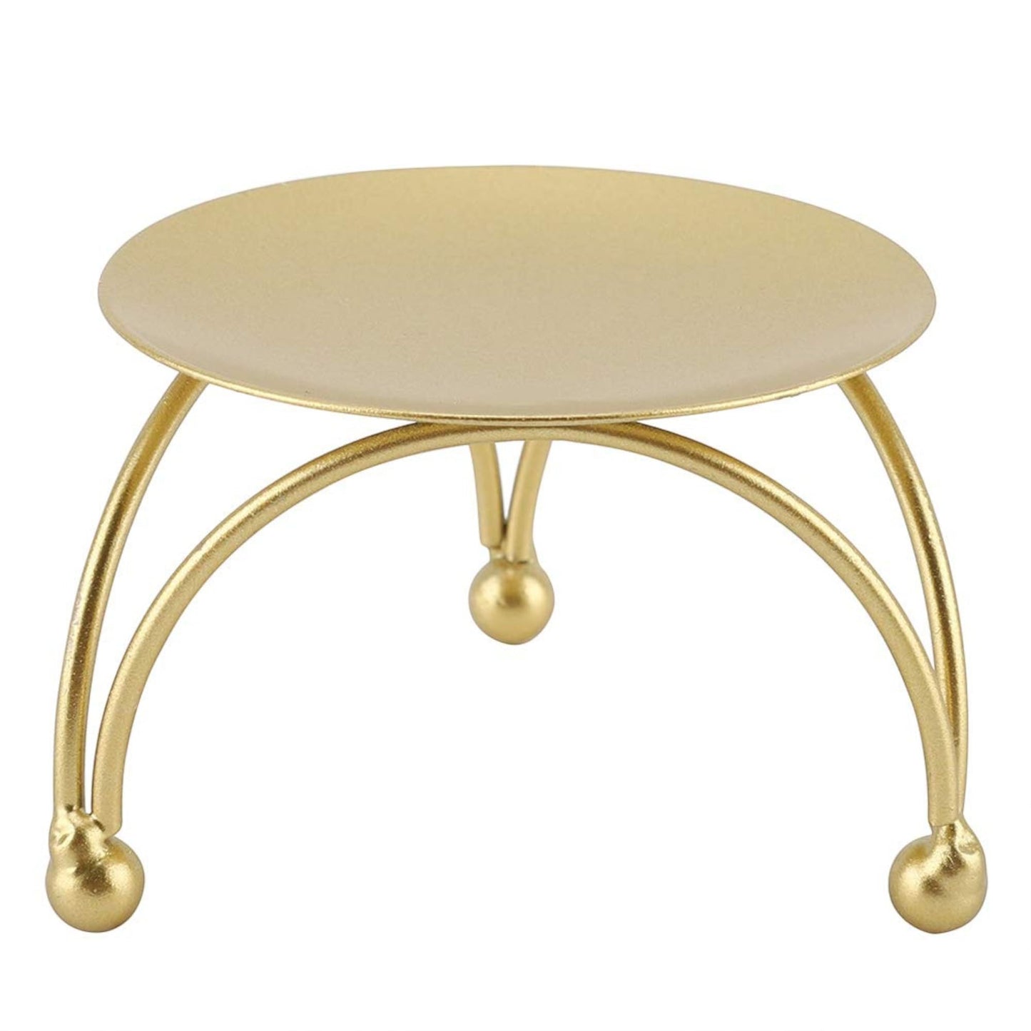 Round Metal Tea Light Candle Holder, Bronze Finish, 3 Inch Diameter, Decorative Stand with Ball Feet