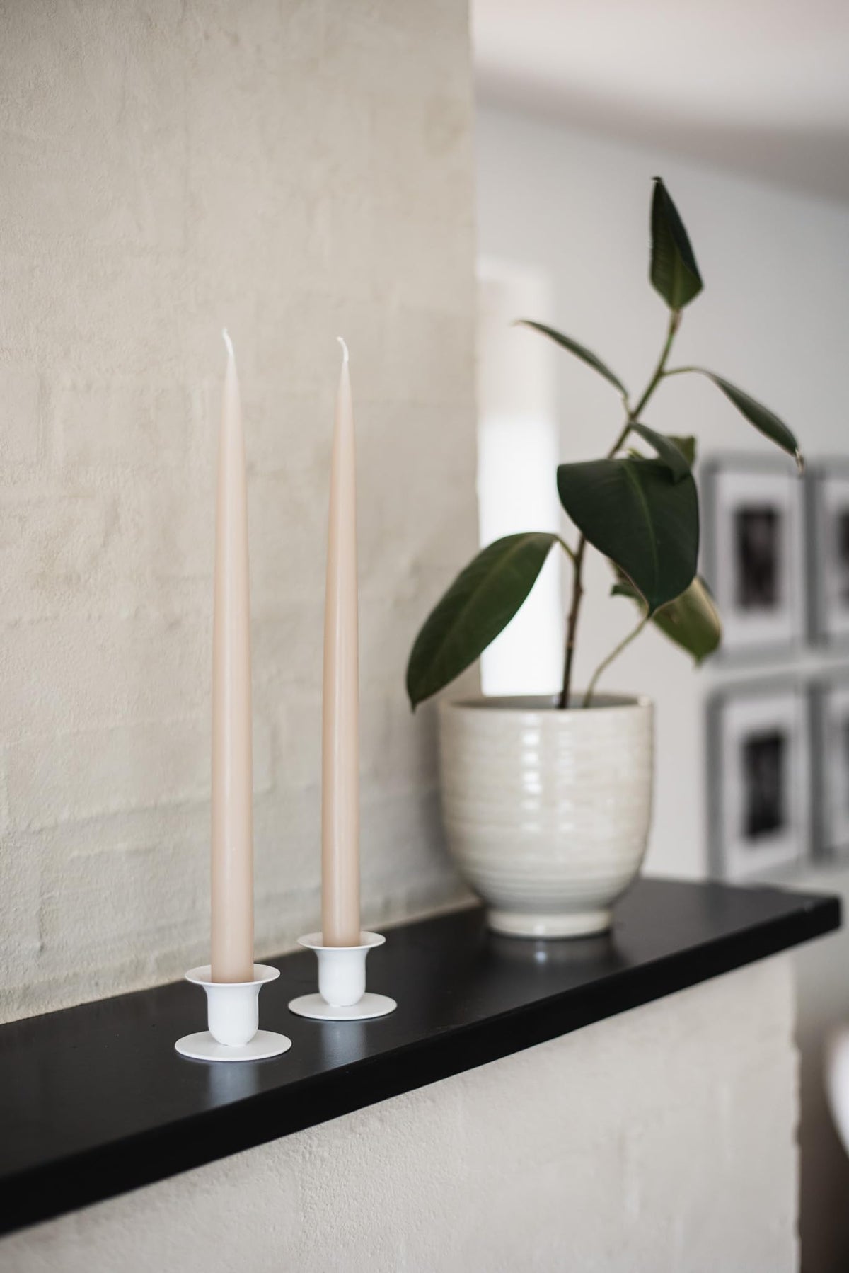 Kunstindustrien® Taper Candles – Set of 4, 13.8" – Made in Denmark, Long Burning Candles 15h, Unscented & Smokeless Candlesticks – Elegant Tall Candles for Weddings, Dinners & Home Decor (Nude)