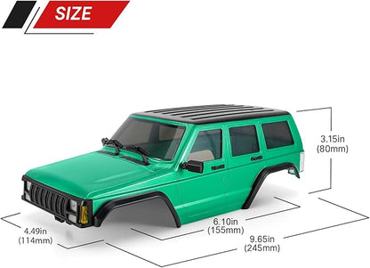 INJORA 6.10in 133g Wheelbase ABS Hardtop Cherokee Body for TRX4M Bronco Defender Chassis 1/18 RC Crawler Upgrade(Green)