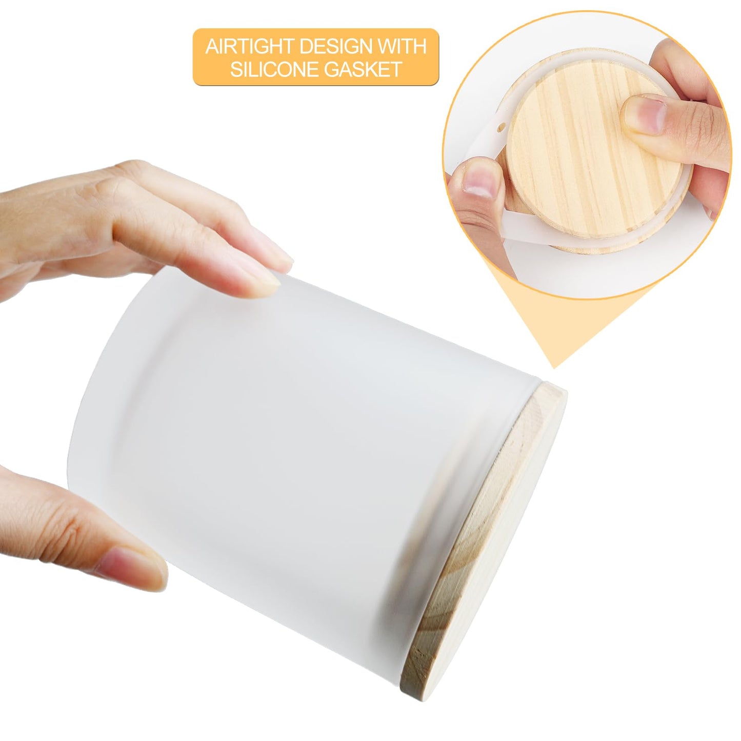 SHOWIN 14 OZ Thick Candle Jars for Making Candles 12 Pcs, 3 Wick Empty Jars with Wood Lids for Candle Making, Sample Container,Frosted White