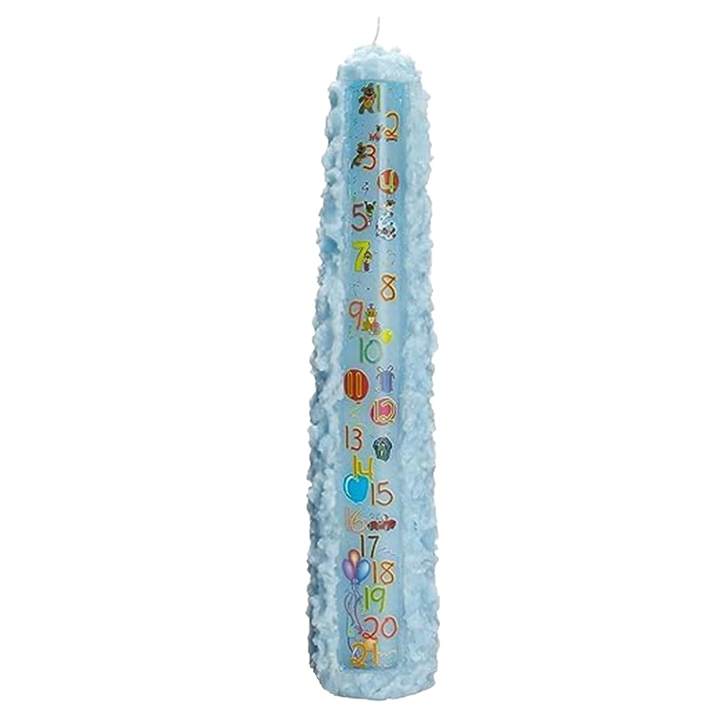Biedermann & Sons Numbered Birthday Pillar Candle 1 to 21 (Baby Blue), 15 Inch Round, Unscented Paraffin Wax, Approx 30 to 40 Hour Burn, Dripless Candle for Party Decor