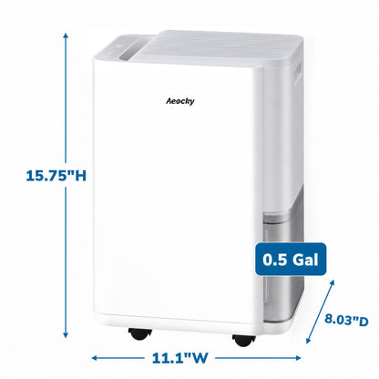 AEOCKY 2500 Sq.Ft Compressor Dehumidifier, Max 50 Pint/D Dehumidifier with Drain Hose for Basement, Home, Bathroom, Bedroom, Intelligent Humidistat, Quiet, 0.5 Gallon Water Tank Capacity