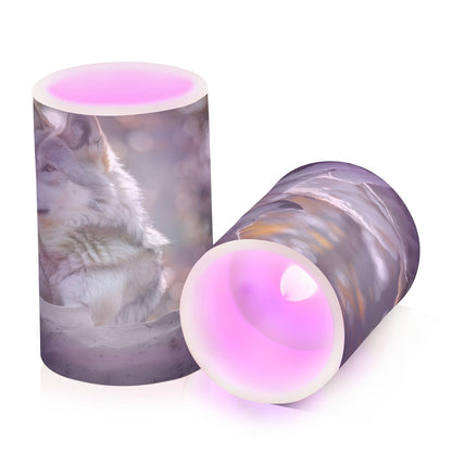 ALAZA Lovely Wolf Real Flickering Flameless Candles Battery Operated with Remote Timer,Tea Light Candles LED Pillar Votive Candles Set of 2 for Outdoor