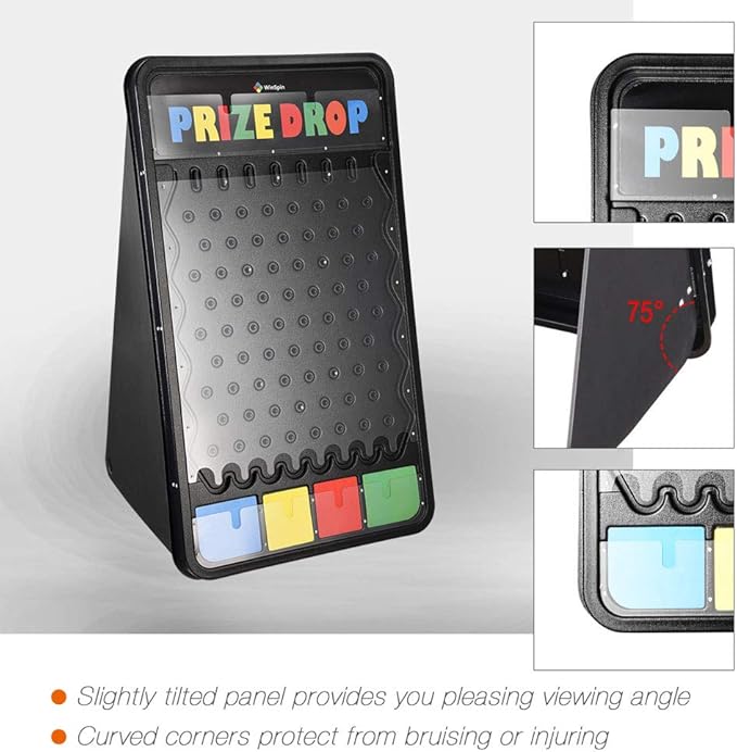 WinSpin 41x25 Prize Drop Board Foldable Stand Disk Drop Board Game with 12 Playing Pucks for Carnival Tradeshow Party Live Stream