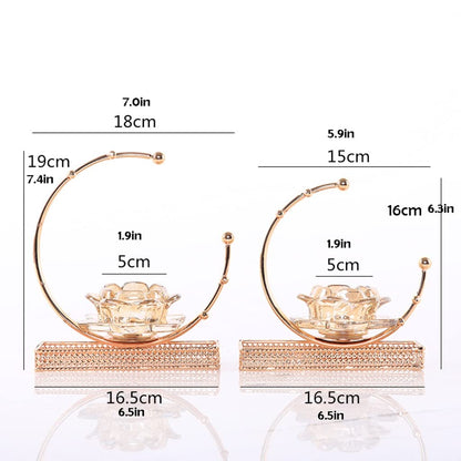 Candlestick Holders New Chinese Candle Holder Creative Crystal Glass Metal Candle Holder Ornament Home Restaurant Desktop Candlelight Dinner Candle Holders(Size:B)