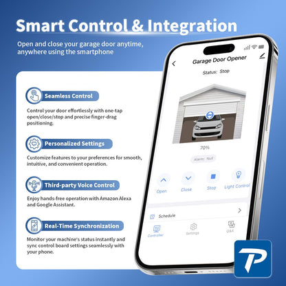 TOPENS CZ120 Garage Door Opener System 800N Chain Drive with Wireless Remote & Keychain Transmitter Smart App Control DC Motor for Sectional Garage Doors up to 7.5 ft