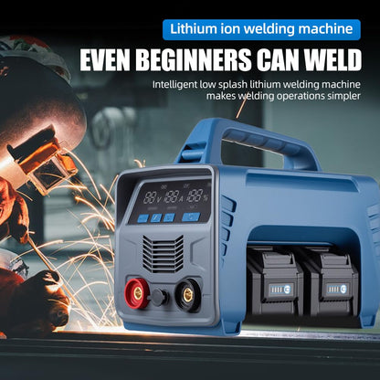 Cordless Welder Battery Powered Welding Machine With 2 Batteries, Portable MMA DC Welder Machine With LED Display Inverter Stick Welder(Blue)