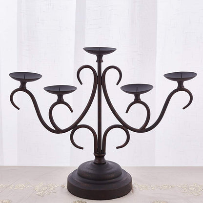 XILIN-1987 Candle Holderss Five-arm Candlestick Metal Pillar Candlestick Wedding Event Candlestick for Candlelight Dinner and Table Decoration (Black, 14 * 17.4 Inches) Decorative Candlestick