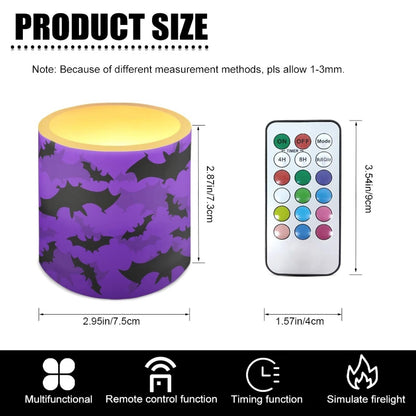 Merkmak Flameless Candles with 18-Key Remote, Halloween Black Bat Battery Operated Candles with Timer 4 Pack Flameless Pillar Tea Lights for Party Banquet Home Decorations