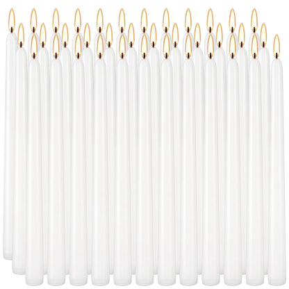 Grcdoyvl 36 Pack White Taper Candles 10 Inch - Premium Unscented Dripless & Smokeless Long-Burning Candles for Wedding Decor, Fine Dining, Candelabras, Romantic Dinner, and Elegant Home Decor