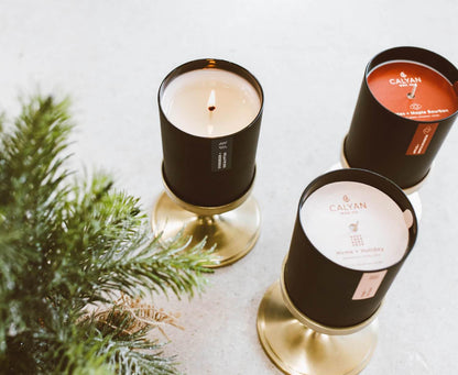 Calyan Wax Co. Home & Holiday Scented Candle - 75 Hour Burn - Luxury Clean Soy Wax Candles - Long Lasting Black Tumbler Jar Candle for Home - 10.2oz
