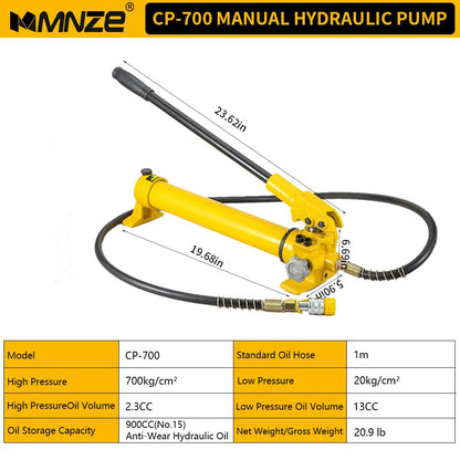 MMNZE 30T 14mm/0.55" Stroke Hydraulic Cylinder Jack Sets Mini Hydraulic Ram Jack Porta Power Kits Retract Automatically Split Hydraulic Single Acting Lifting Cylinders with CP-700 Hydraulic Hand Pump