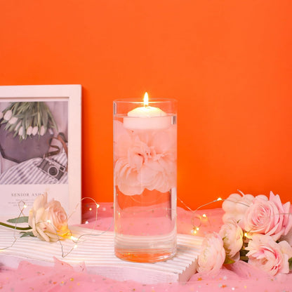 WPPNSY 24 Pcs Floating Candles for Centerpieces and Floating Flowers Artificial Flowers Head Vase Filler for Party Home Table Wedding Centerpieces Decoration (Pink)