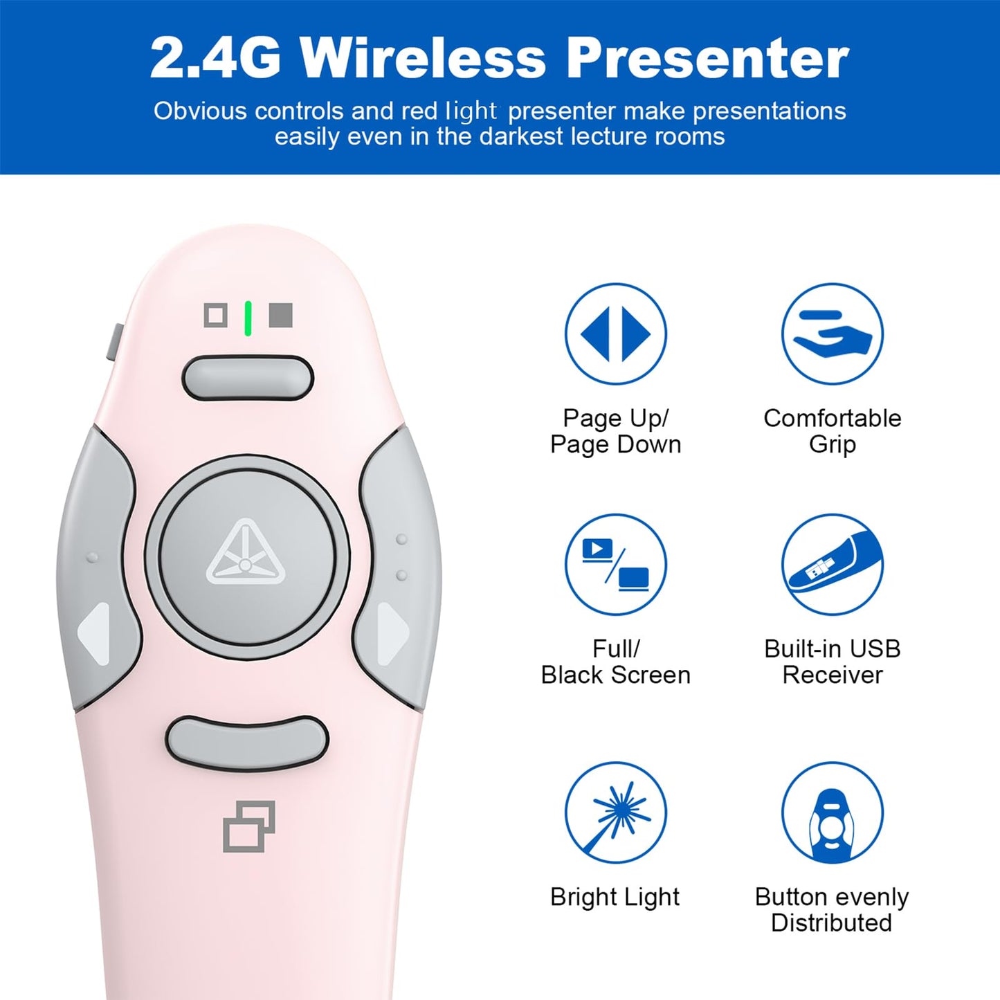 QUI Presenter Clicker Bundle | Pen-Shaped USB A White & Remote-Shaped USB A Pink